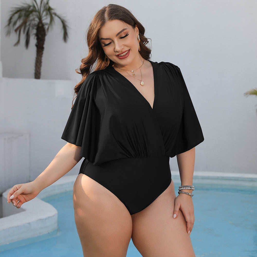 Ruched Surplice Neck Bodysuit