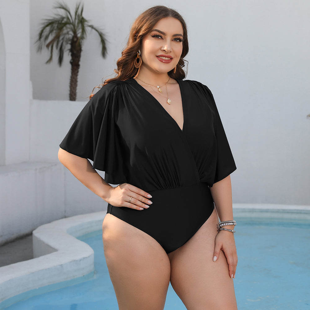 Ruched Surplice Neck Bodysuit