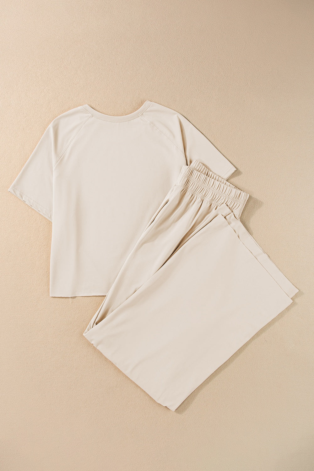 Round Neck Short Sleeve Top and Pants Set